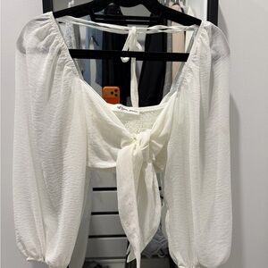 Bra top White Tie-Front Blouse